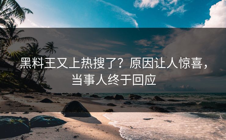黑料王又上热搜了？原因让人惊喜，当事人终于回应