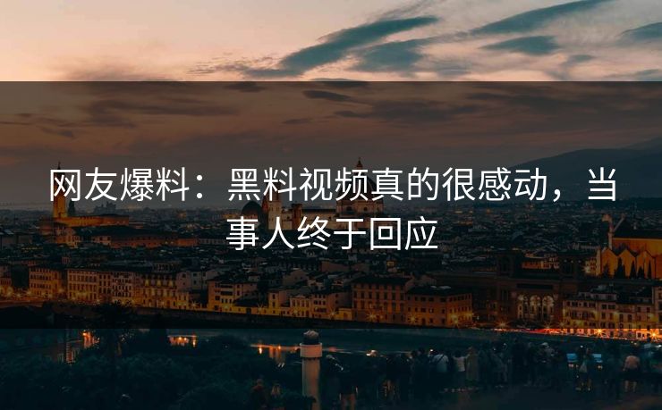 网友爆料：黑料视频真的很感动，当事人终于回应