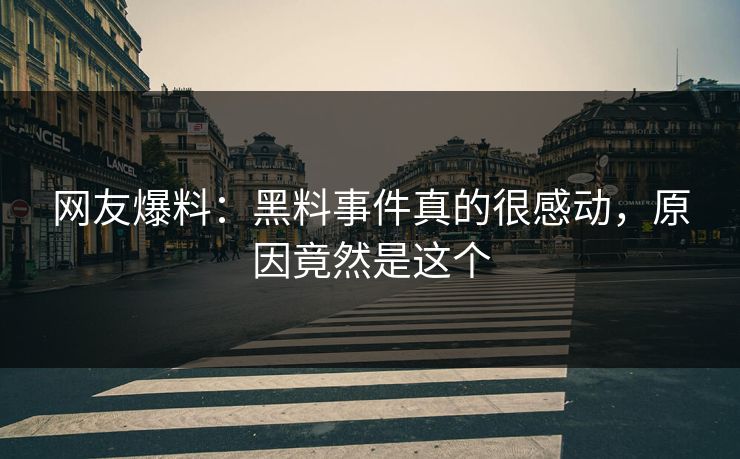 网友爆料：黑料事件真的很感动，原因竟然是这个
