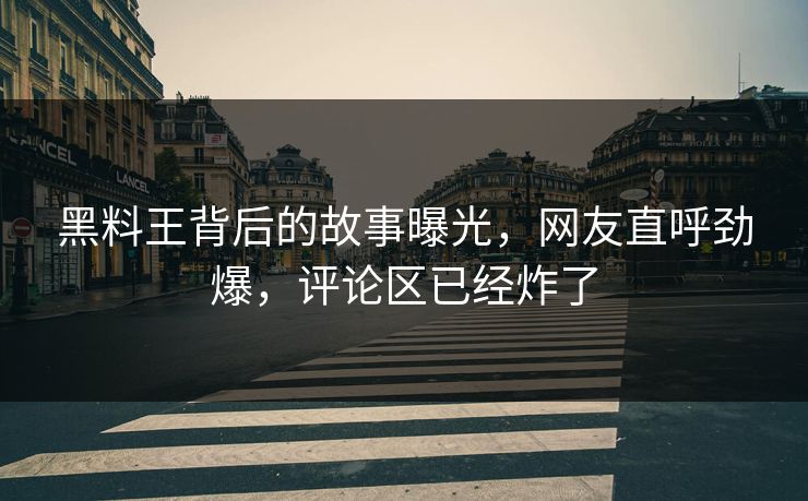 黑料王背后的故事曝光，网友直呼劲爆，评论区已经炸了