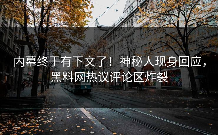 内幕终于有下文了！神秘人现身回应，黑料网热议评论区炸裂