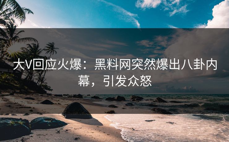 大V回应火爆：黑料网突然爆出八卦内幕，引发众怒