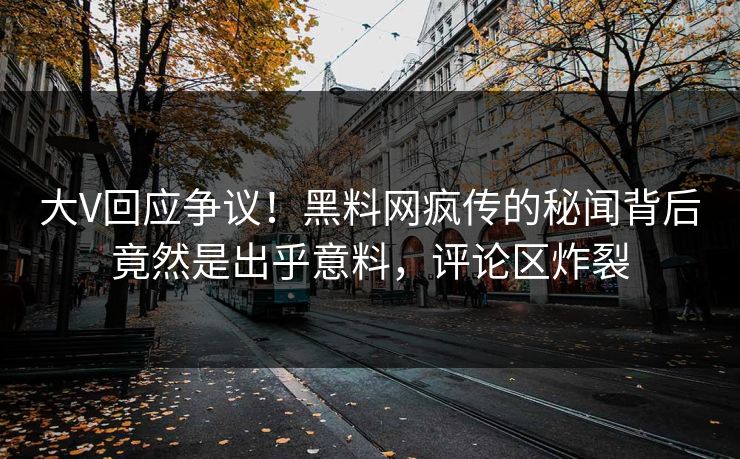 大V回应争议！黑料网疯传的秘闻背后竟然是出乎意料，评论区炸裂