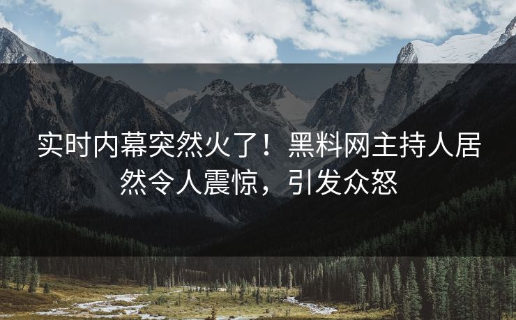 实时内幕突然火了！黑料网主持人居然令人震惊，引发众怒