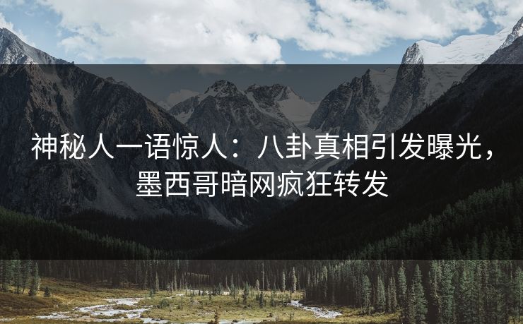 神秘人一语惊人：八卦真相引发曝光，墨西哥暗网疯狂转发