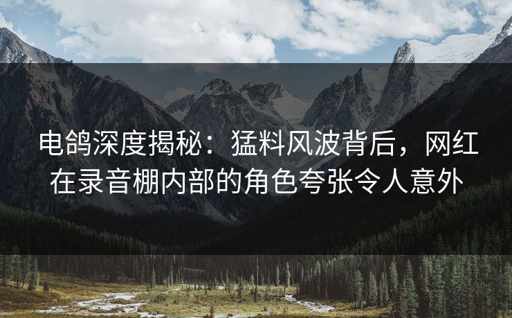 电鸽深度揭秘：猛料风波背后，网红在录音棚内部的角色夸张令人意外