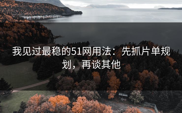 我见过最稳的51网用法：先抓片单规划，再谈其他