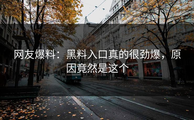 网友爆料：黑料入口真的很劲爆，原因竟然是这个