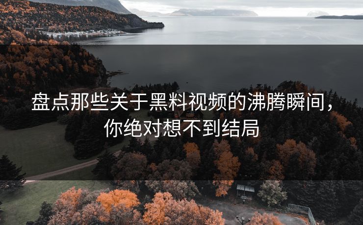 盘点那些关于黑料视频的沸腾瞬间，你绝对想不到结局
