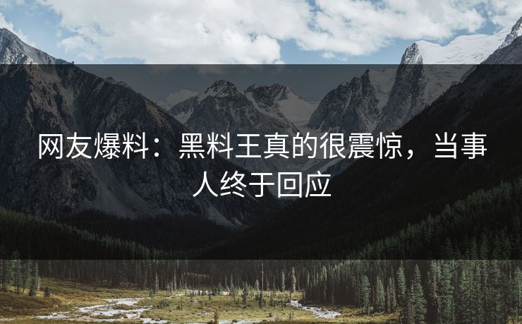 网友爆料：黑料王真的很震惊，当事人终于回应