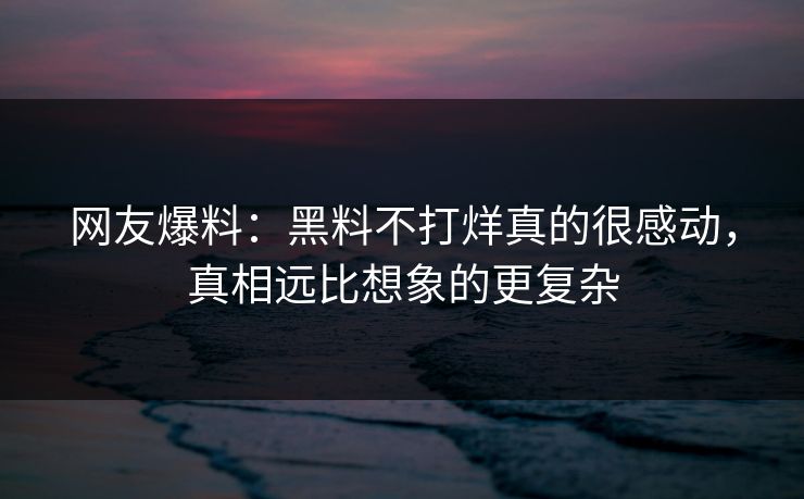 网友爆料：黑料不打烊真的很感动，真相远比想象的更复杂