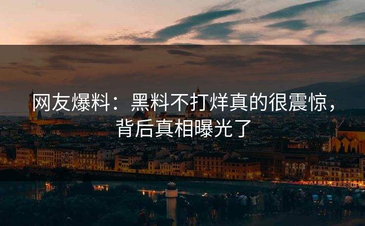 网友爆料：黑料不打烊真的很震惊，背后真相曝光了