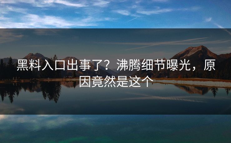 黑料入口出事了？沸腾细节曝光，原因竟然是这个