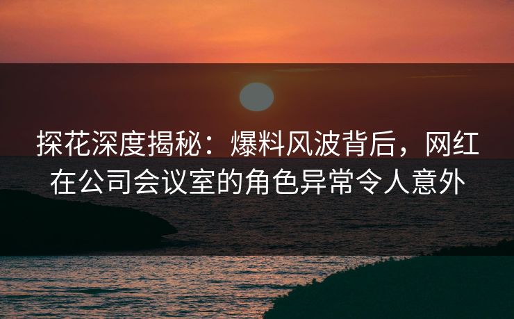 探花深度揭秘：爆料风波背后，网红在公司会议室的角色异常令人意外